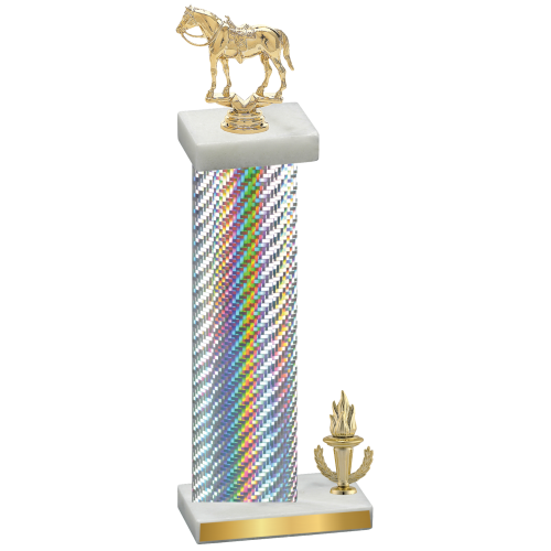 Accented Single Silver Carbon Fiber Victory Horses Trophy