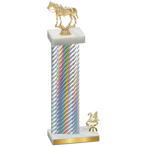 Accented Single Silver Carbon Fiber Year Horses Trophy