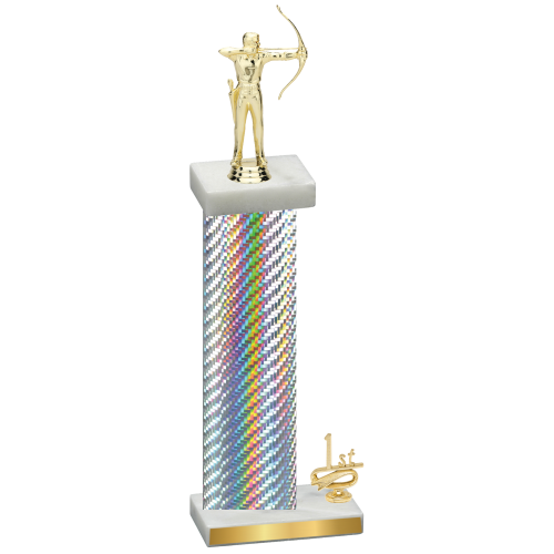 Accented Single Silver Carbon Fiber First Place Archery Trophy