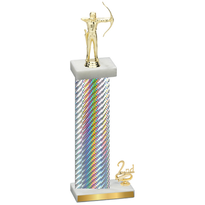 Accented Single Silver Carbon Fiber Second Place Archery Trophy