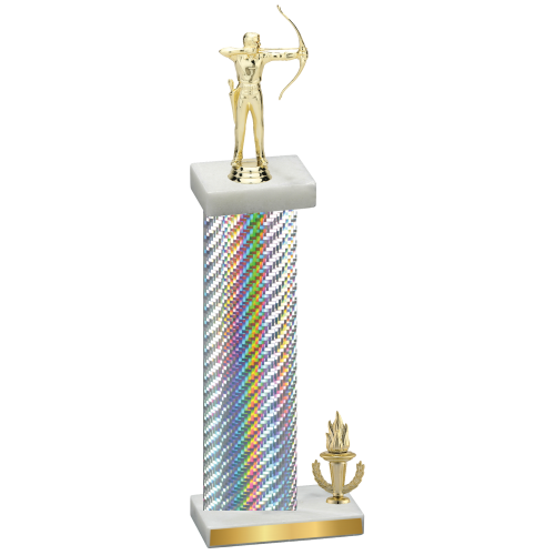 Accented Single Silver Carbon Fiber Victory Archery Trophy