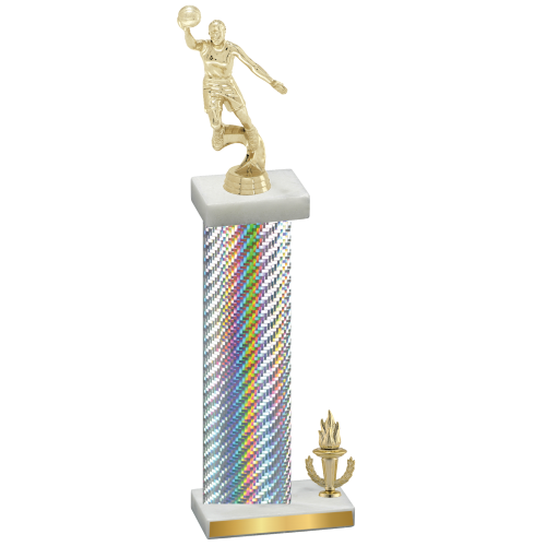 Accented Single Silver Carbon Fiber Victory Basketball Trophy