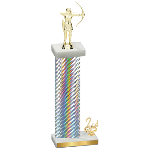 Accented Single Silver Carbon Fiber Second Place Archery Trophy