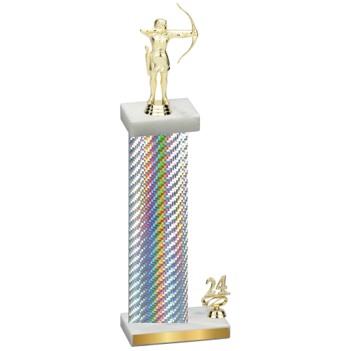 Accented Single Silver Carbon Fiber Year Archery Trophy