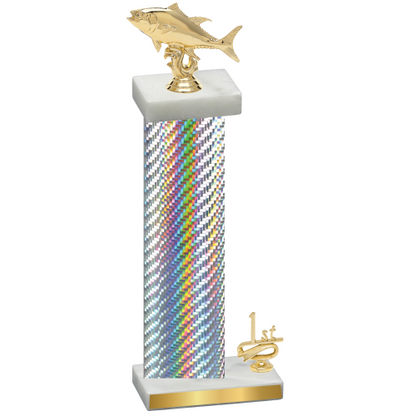 Accented Single Silver Carbon Fiber First Place Fishing Trophy