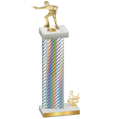 Accented Single Silver Carbon Fiber Third Place Shooter Trophy