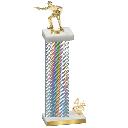 Accented Single Silver Carbon Fiber Fourth Place Shooter Trophy