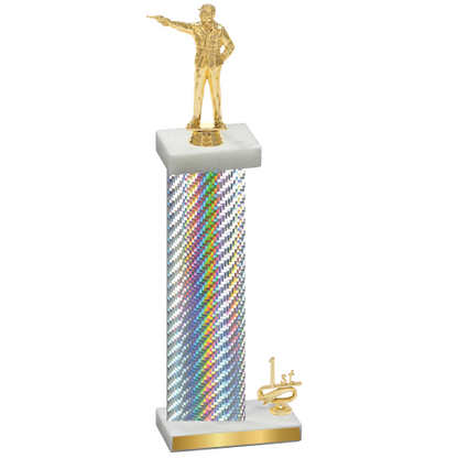 Accented Single Silver Carbon Fiber First Place Shooter Trophy