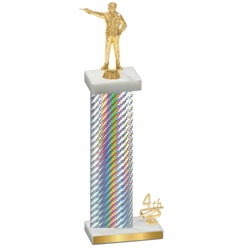 Accented Single Silver Carbon Fiber Fourth Place Shooter Trophy