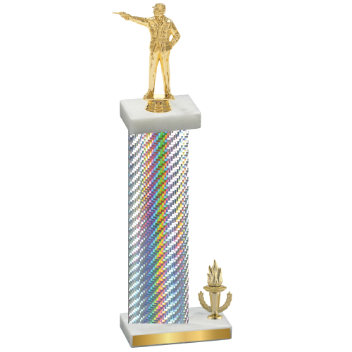 Accented Single Silver Carbon Fiber Victory Shooter Trophy