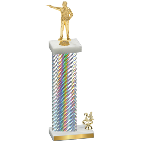 Accented Single Silver Carbon Fiber Year Shooter Trophy