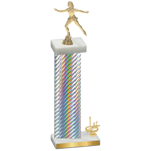 Accented Single Silver Carbon Fiber First Place Skater Trophy