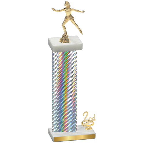 Accented Single Silver Carbon Fiber Second Place Skater Trophy