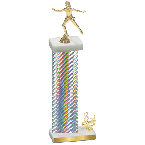 Accented Single Silver Carbon Fiber Third Place Skater Trophy