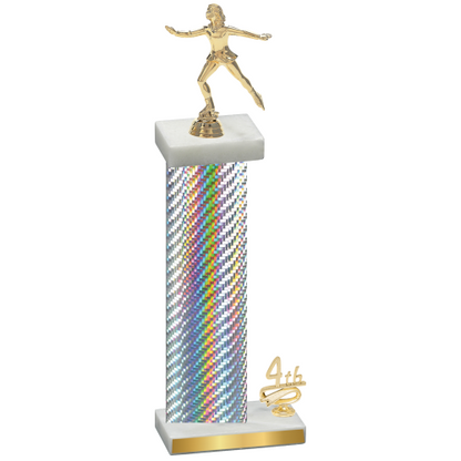 Accented Single Silver Carbon Fiber Fourth Place Skater Trophy