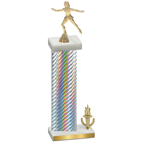 Accented Single Silver Carbon Fiber Victory Skater Trophy