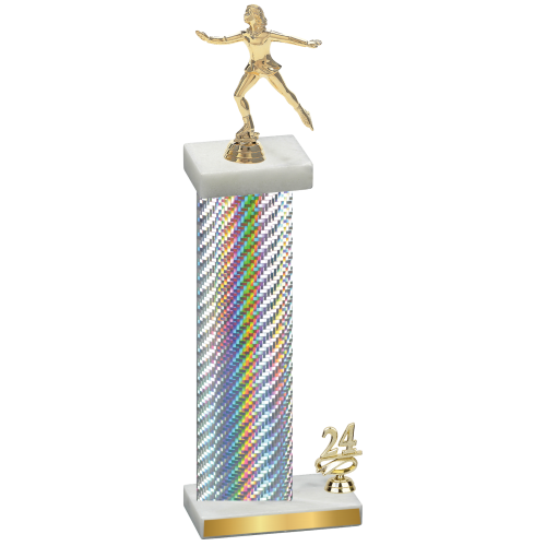 Accented Single Silver Carbon Fiber Year Skater Trophy