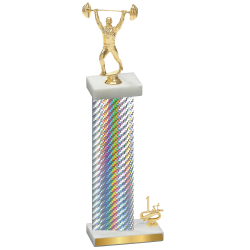 Accented Single Silver Carbon Fiber First Place Weights Trophy