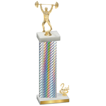 Accented Single Silver Carbon Fiber Second Place Weights Trophy