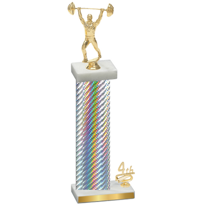 Accented Single Silver Carbon Fiber Fourth Place Weights Trophy