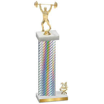 Accented Single Silver Carbon Fiber Year Weights Trophy