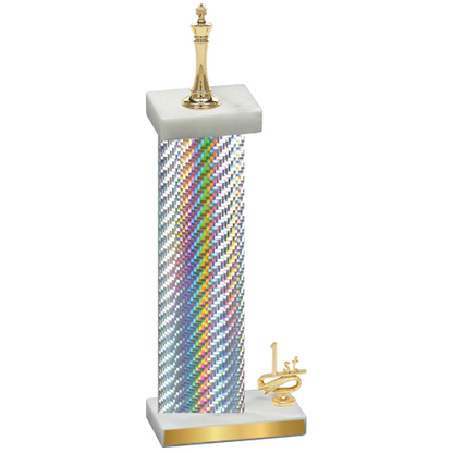 Accented Single Silver Carbon Fiber First Place Chess Trophy