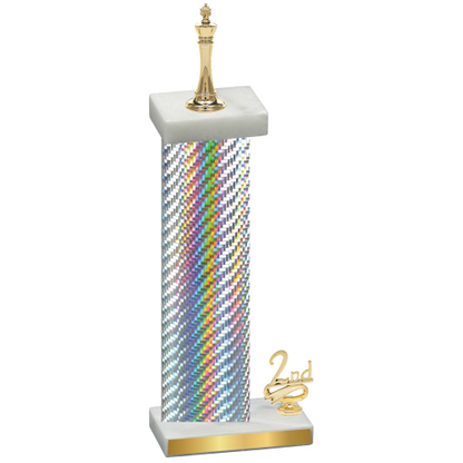 Accented Single Silver Carbon Fiber Second Place Chess Trophy