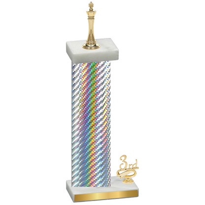 Accented Single Silver Carbon Fiber Third Place Chess Trophy