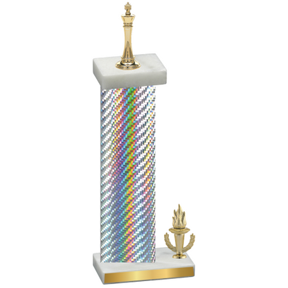 Accented Single Silver Carbon Fiber Victory Chess Trophy