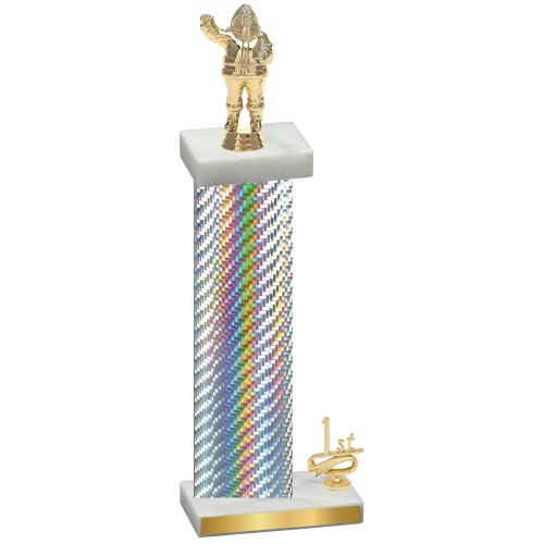 Accented Single Silver Carbon Fiber First Place Holiday Trophy