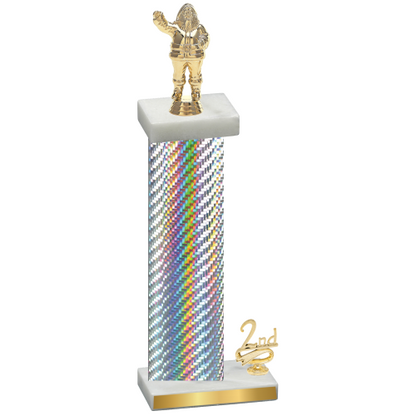 Accented Single Silver Carbon Fiber Second Place Holiday Trophy