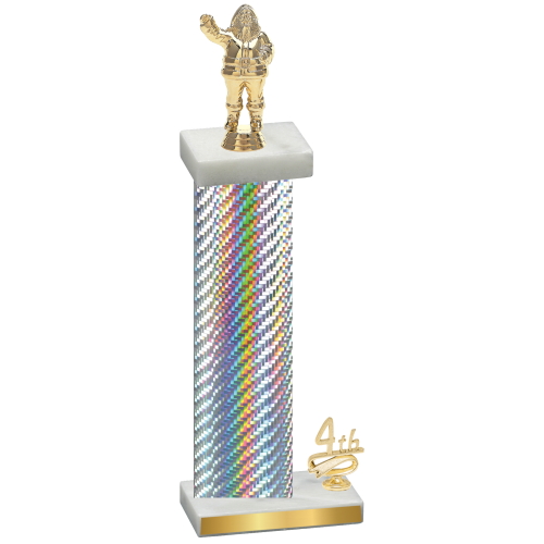 Accented Single Silver Carbon Fiber Fourth Place Holiday Trophy