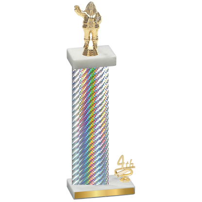 Accented Single Silver Carbon Fiber Fourth Place Holiday Trophy