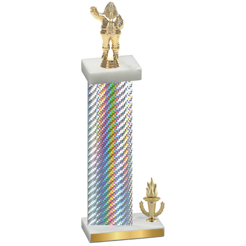 Accented Single Silver Carbon Fiber Victory Holiday Trophy