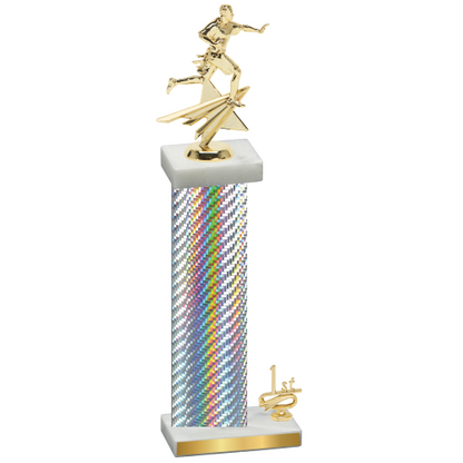 Accented Single Silver Carbon Fiber First Place Flag Football Trophy