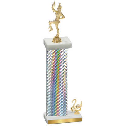 Accented Single Silver Carbon Fiber Second Place Majorette Trophy