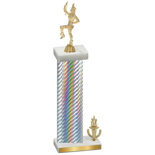 Accented Single Silver Carbon Fiber Victory Majorette Trophy