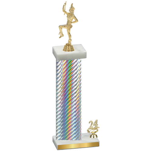 Accented Single Silver Carbon Fiber Year Majorette Trophy