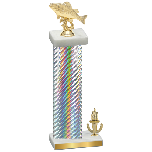 Accented Single Silver Carbon Fiber Victory Fishing Trophy