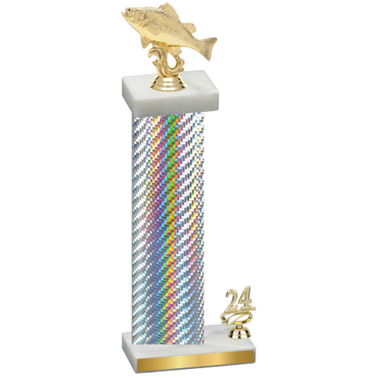 Accented Single Silver Carbon Fiber Year Fishing Trophy