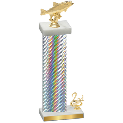 Accented Single Silver Carbon Fiber Second Place Fishing Trophy