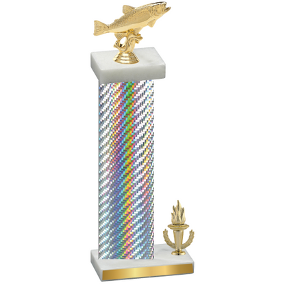 Accented Single Silver Carbon Fiber Victory Fishing Trophy