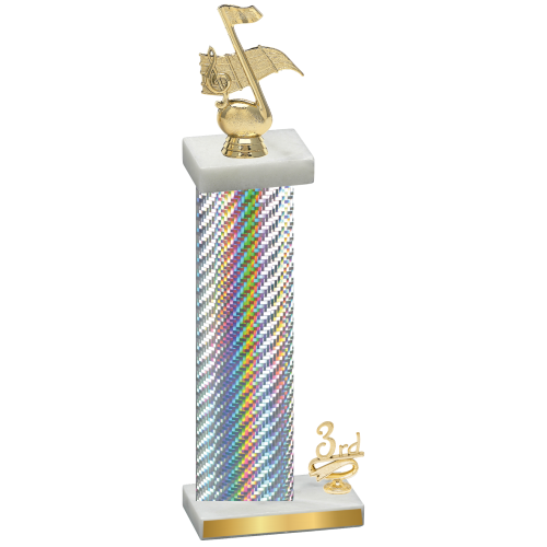 Accented Single Silver Carbon Fiber Third Place Music Trophy