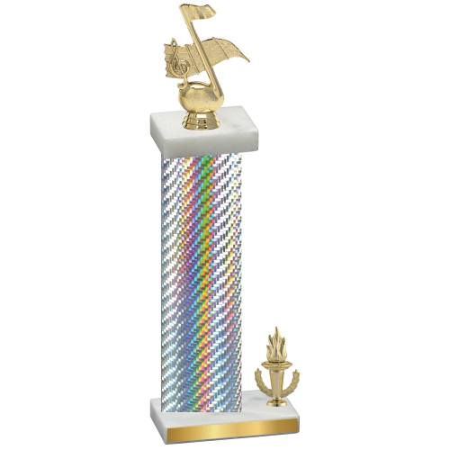 Accented Single Silver Carbon Fiber Victory Music Trophy