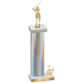 Accented Single Silver Carbon Fiber Second Place Golf Trophy
