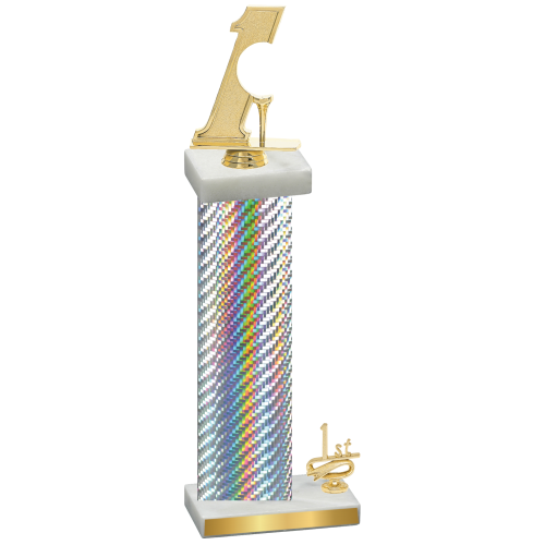 Accented Single Silver Carbon Fiber First Place Golf Trophy