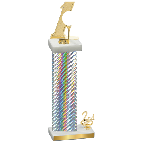 Accented Single Silver Carbon Fiber Second Place Golf Trophy