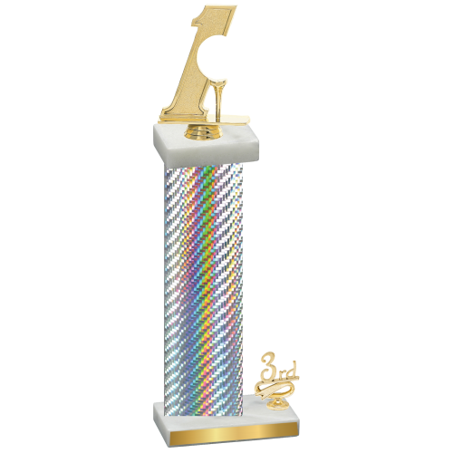 Accented Single Silver Carbon Fiber Third Place Golf Trophy