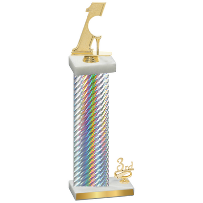 Accented Single Silver Carbon Fiber Third Place Golf Trophy