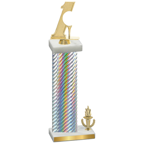 Accented Single Silver Carbon Fiber Victory Golf Trophy
